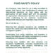 Food Safety Policy